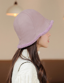 Fashion Purple Fleece And Micro Pleated Fisherman Hat