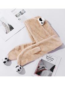 Fashion Beige Spotted Ball Bear Scarf Hat Set