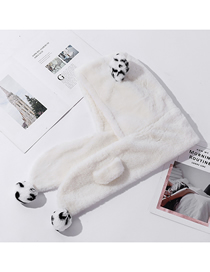Fashion Milky White Spotted Ball Bear Scarf Hat Set