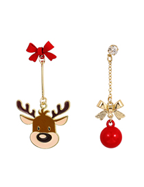 Fashion Elk Alloy Drip Oil Santa Hair Ball Penguin Elk Earrings