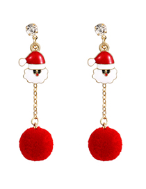 Fashion Santa Claus Alloy Drip Oil Santa Hair Ball Penguin Elk Earrings
