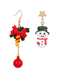 Fashion Candle Snowman Christmas Oil Dripping Candle Snowman Asymmetric Earrings