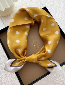 Fashion Yellow Dotted Frame Mulberry Silk Printed Silk Scarf