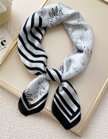 Fashion Striped Flower Fight Black And White Printed Neck Scarf