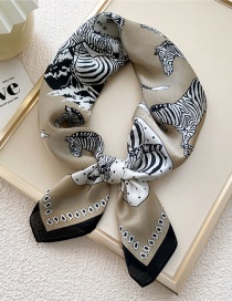 Fashion Zebra Prairie Khaki Printed Neck Scarf