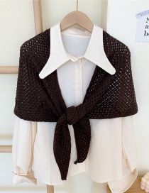 Fashion Triangular Stripe Brown Wool Triangle Knit Small Shawl