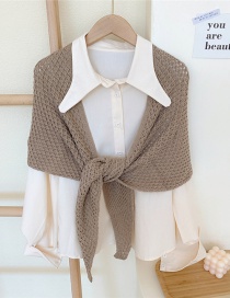Fashion Triangle Web Stripe Cafe Wool Triangle Knit Small Shawl