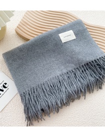 Fashion Medium Gray Fringe Scarf With Faux Cashmere Letters