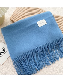 Fashion Blue Fringe Scarf With Faux Cashmere Letters