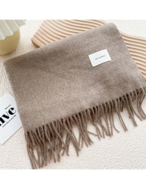 Fashion Coffee Color Fringe Scarf With Faux Cashmere Letters