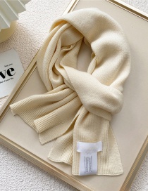 Fashion Beige Knitted Patch Long Scarf