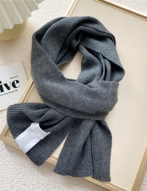 Fashion Charcoal Gray Knitted Patch Long Scarf