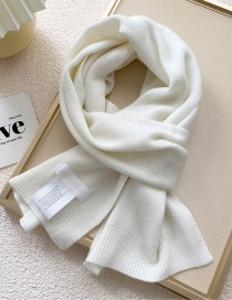 Fashion Pearl White Knitted Patch Long Scarf