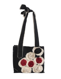 Fashion Black Denim Flower One-shoulder Canvas Bag