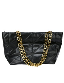 Fashion Black Large Capacity Rhombic Chain Shoulder Bag