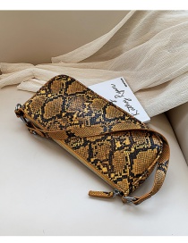 Fashion Yellow Pu Snake Print Shoulder Bag