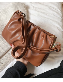 Fashion Yellowish Brown Pu Pleated Shoulder Bag