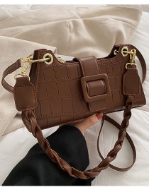 Fashion Brown Twisted Crocodile Pattern Shoulder Bag