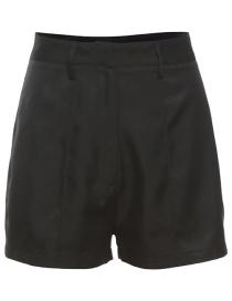 Fashion Black Shorts-k21p05291 Zip Suit Shorts