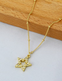 Fashion Star Copper Inlaid Zirconium Star And Moon Necklace