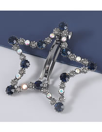 Fashion Blue Alloy Inlaid Rhinestone Five-pointed Star Hairpin