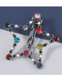 Fashion Color Alloy Inlaid Rhinestone Five-pointed Star Hairpin