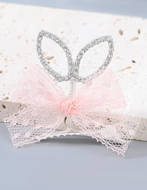 Fashion Pink Alloy Diamond Lace Bow Hairpin