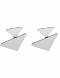 Fashion White K Alloy Smooth Triangle Sequin Earrings