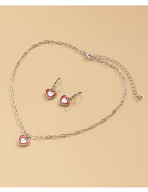 Fashion White K+orange Alloy Drop Nectarine Love Earring Necklace Set