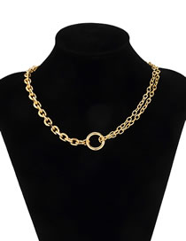 Fashion Necklace Gold Color Metal Ring Cross Chain Necklace