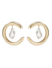 Fashion Gold Color Imitation Pearl C-shaped Earrings