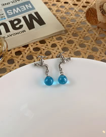 Fashion Silver Alloy Faucet Blue Crystal Ball Earrings