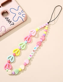 Fashion Peach Heart Letters Love Geometric Beaded Soft Ceramic Mobile Phone Strap