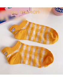 Fashion Yellow Grid Cat Invisible Plaid Pump Socks