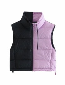 Fashion Pink Contrasting Color Zipper Vest