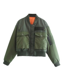 Fashion Armygreen Flying Padded Jacket With Pockets