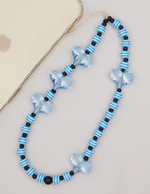 Fashion Blue-2 Acrylic Heart Beaded Mobile Phone Lanyard