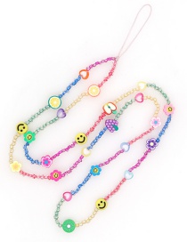 Fashion Color Flower Smiley Soft Ceramic Beaded Mobile Phone Chain
