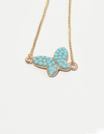 Fashion Blue Alloy Butterfly Single Layer Bracelet