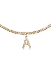 Fashion A Gold Color Alloy 26 Letters Necklace With Diamonds