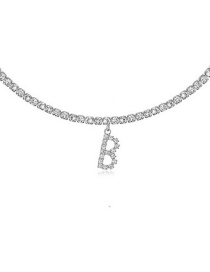 Fashion B Silver Alloy 26 Letters Necklace With Diamonds