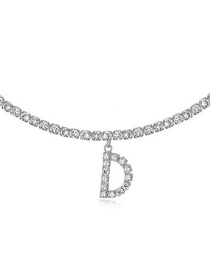 Fashion D Silver Alloy 26 Letters Necklace With Diamonds
