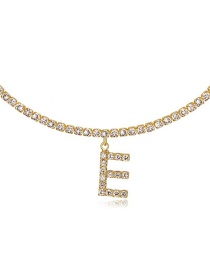 Fashion E Gold Color Alloy 26 Letters Necklace With Diamonds