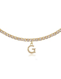 Fashion G Gold Color Alloy 26 Letters Necklace With Diamonds