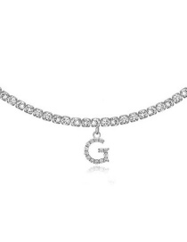 Fashion G Silver Alloy 26 Letters Necklace With Diamonds