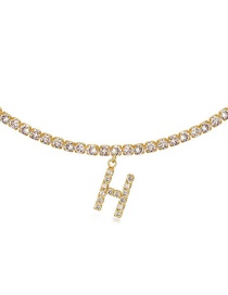 Fashion H Gold Color Alloy 26 Letters Necklace With Diamonds