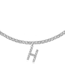 Fashion H Silver Alloy 26 Letters Necklace With Diamonds