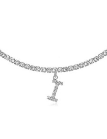 Fashion I Silver Alloy 26 Letters Necklace With Diamonds