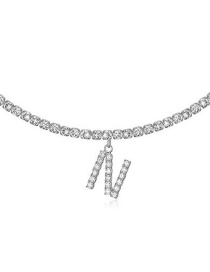 Fashion N Silver Alloy 26 Letters Necklace With Diamonds