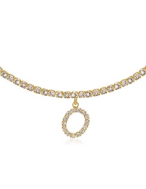 Fashion O Gold Color Alloy 26 Letters Necklace With Diamonds